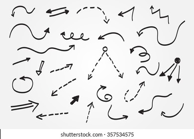 Hand drawn vector arrows.Sketchy arrows set.