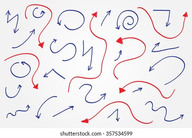 Hand drawn vector arrows.Sketchy arrows set.