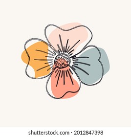 Hand drawn vector art. Abstract colorful flower illustration. Idea for a seamless pattern, canvas, children's art, fabric.