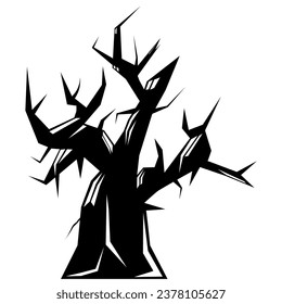 arte vector dibujado a mano de árbol de arte vectorial negro con ornamento blanco

