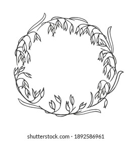 Hand drawn vector art of cereals ears wreath. 