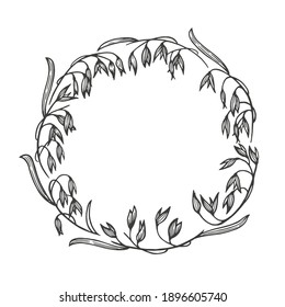 Hand drawn vector art of cereals ears wreath. 