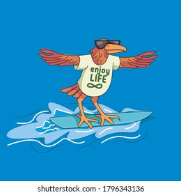 arte vector dibujado a mano, surf de águila en el agua.