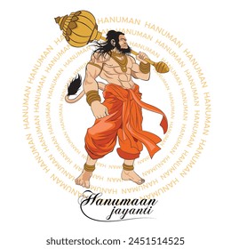 Hand drawn vector art, Hanuman vector illustration, Hindu religion Lord drawing