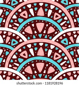 Hand Drawn Vector Art Nouveau Seamless Pattern. Retro Geometric Stylish abstract background. Can be used for wallpaper, website background, textile, phone case print