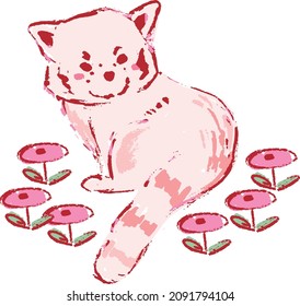 dibujo manual de arte vectorial rojo panda texturizado
