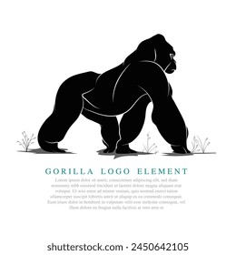 Hand drawn vector art, A silhouette of Gorilla, An element for creating brand