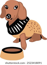 Hand drawn Vector artwork cute brown dog