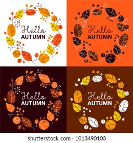 Hand drawn vector autumn leaves set. Design for poster, kitchen textiles, clothing and website