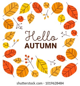 Hand drawn vector autumn leaves set. Design for poster, kitchen textiles, clothing and website