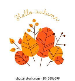 Hand drawn vector autumn leaves set. Design for poster, kitchen textiles, clothing and website