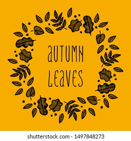 Hand drawn vector autumn leaves set. Design for poster, kitchen textiles, clothing and website