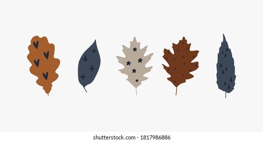 Hand drawn vector autumn leaves set.