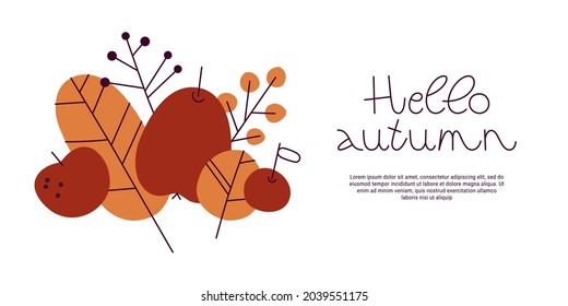 Handgezeichnete Herbstblätter und Äpfel. Design für Plakate, Küchentextilien, Bekleidung und Website