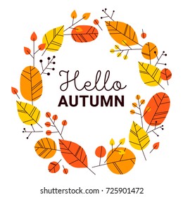 Hand drawn vector autumn leaves set. Design for poster, kitchen textiles, clothing and website