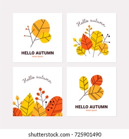 Hand drawn vector autumn leaves set. Design for poster, kitchen textiles, clothing and website