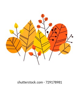 Hand drawn vector autumn leaves set. Design for poster, kitchen textiles, clothing and website