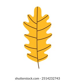 Hand drawn vector autumn yellow leaf. Simple fall element for design poster, kitchen textiles, clothing and website.