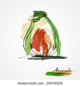 Hand drawn vector avocado fruit on light background