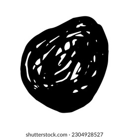 Hand drawn vector avocado seed or abstract circle mess with hand drawn line. Doodle element. 