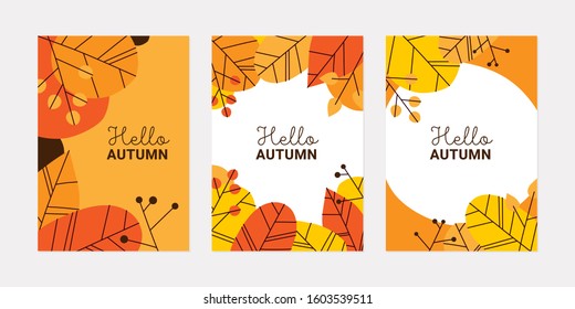 Hand drawn vector background with autumn leaves. Design for poster and website