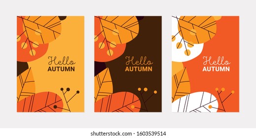 Hand drawn vector background with autumn leaves. Design for poster and website