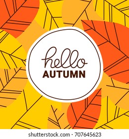 Hand drawn vector background with autumn leaves. Design for poster and website