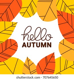 Hand drawn vector background with autumn leaves. Design for poster and website