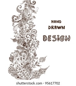 Hand drawn vector  background with different floral elements