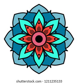 Hand drawn vector background. Ethnic mandala ornament, circular decorative element. Can be used for coloring book, greeting card, phone case print, etc. Vector illustration EPS10