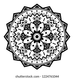 Hand drawn vector background. Ethnic mandala ornament, circular decorative element. Can be used for coloring book, greeting card, phone case print, etc. Vector illustration EPS 10.
