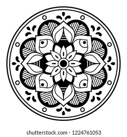 Hand drawn vector background. Ethnic mandala ornament, circular decorative element. Can be used for coloring book, greeting card, phone case print, etc. Vector illustration EPS 10.
