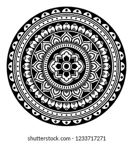 Hand drawn vector background. Ethnic mandala ornament, circular decorative element. Can be used for coloring book, greeting card, phone case print, etc. Vector illustration EPS 10.
