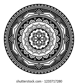Hand drawn vector background. Ethnic mandala ornament, circular decorative element. Can be used for coloring book, greeting card, phone case print, etc. Vector illustration EPS 10.
