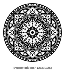 Hand drawn vector background. Ethnic mandala ornament, circular decorative element. Can be used for coloring book, greeting card, phone case print, etc. Vector illustration EPS 10.
