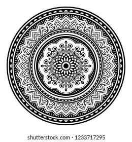 Hand drawn vector background. Ethnic mandala ornament, circular decorative element. Can be used for coloring book, greeting card, phone case print, etc. Vector illustration EPS 10.
