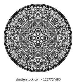 Hand drawn vector background. Ethnic mandala ornament, circular decorative element. Can be used for coloring book, greeting card, phone case print, etc. Vector illustration EPS 10.
