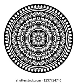 Hand drawn vector background. Ethnic mandala ornament, circular decorative element. Can be used for coloring book, greeting card, phone case print, etc. Vector illustration EPS 10.
