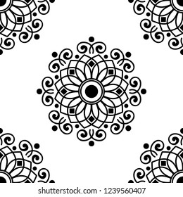 Hand drawn vector background. Ethnic mandala ornament, circular decorative element. Can be used for coloring book, greeting card, phone case print, etc. Vector illustration EPS 10.
