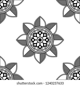 Hand drawn vector background. Ethnic mandala ornament, circular decorative element. Can be used for coloring book, greeting card, phone case print, etc. Vector illustration EPS 10.
