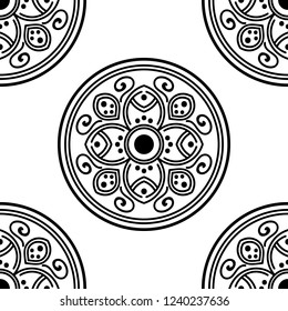 Hand drawn vector background. Ethnic mandala ornament, circular decorative element. Can be used for coloring book, greeting card, phone case print, etc. Vector illustration EPS 10.
