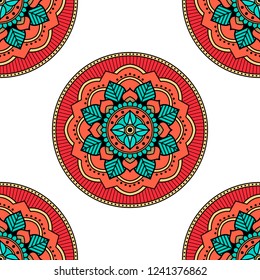 Hand drawn vector background. Ethnic mandala ornament, circular decorative element. Can be used for coloring book, greeting card, phone case print, etc. Vector illustration EPS 10.
