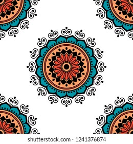 Hand drawn vector background. Ethnic mandala ornament, circular decorative element. Can be used for coloring book, greeting card, phone case print, etc. Vector illustration EPS 10.
