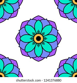 Hand drawn vector background. Ethnic mandala ornament, circular decorative element. Can be used for coloring book, greeting card, phone case print, etc. Vector illustration EPS 10.
