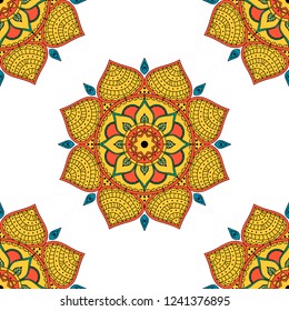 Hand drawn vector background. Ethnic mandala ornament, circular decorative element. Can be used for coloring book, greeting card, phone case print, etc. Vector illustration EPS 10.
