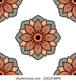 Hand drawn vector background. Ethnic mandala ornament, circular decorative element. Can be used for coloring book, greeting card, phone case print, etc. Vector illustration EPS 10.
