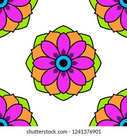 Hand drawn vector background. Ethnic mandala ornament, circular decorative element. Can be used for coloring book, greeting card, phone case print, etc. Vector illustration EPS 10.
