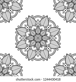 Hand drawn vector background. Ethnic mandala ornament, circular decorative element. Can be used for coloring book, greeting card, phone case print, etc. Vector illustration EPS 10.
