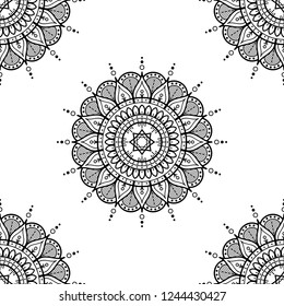 Hand drawn vector background. Ethnic mandala ornament, circular decorative element. Can be used for coloring book, greeting card, phone case print, etc. Vector illustration EPS 10.
