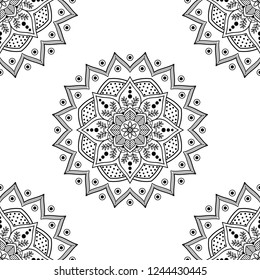 Hand drawn vector background. Ethnic mandala ornament, circular decorative element. Can be used for coloring book, greeting card, phone case print, etc. Vector illustration EPS 10.
